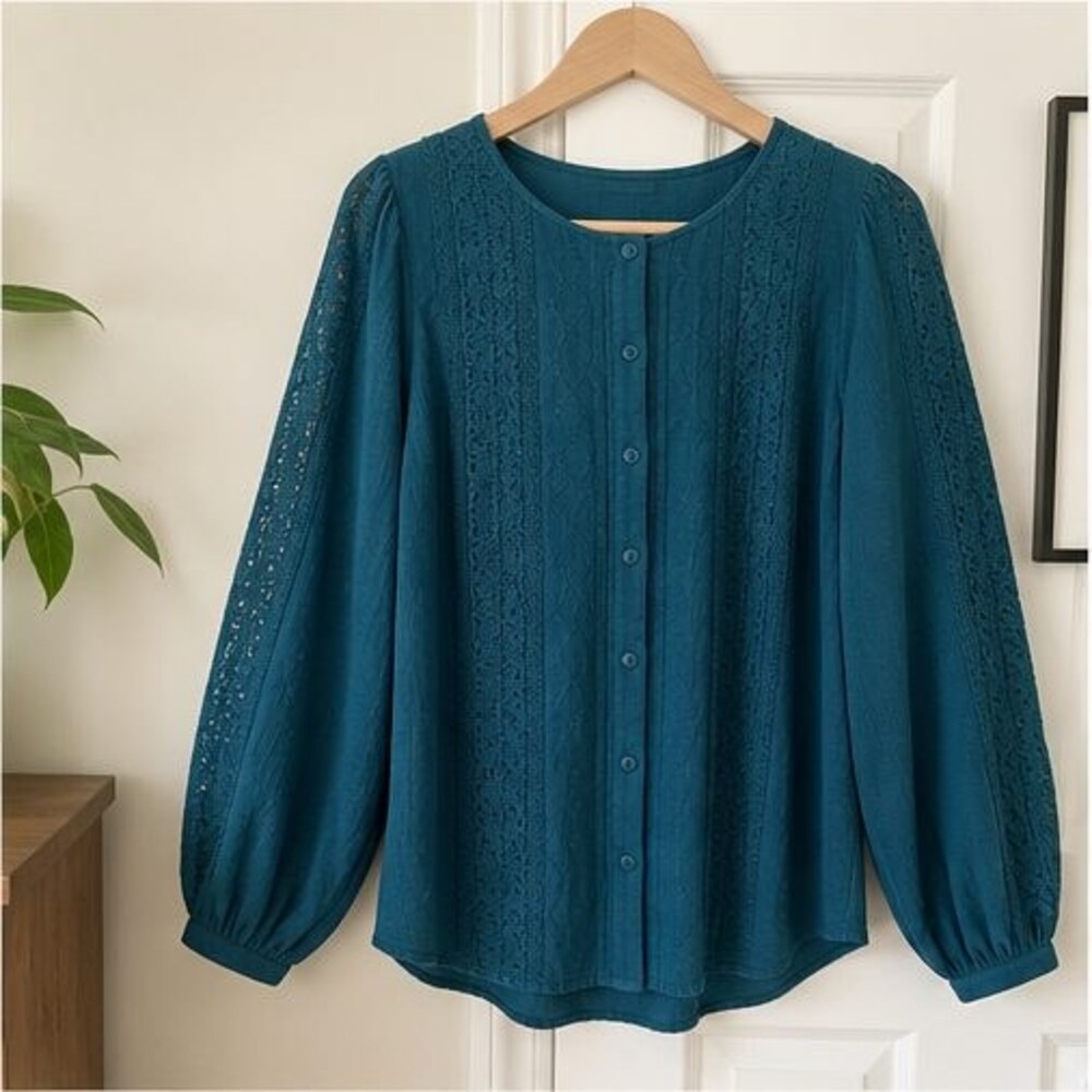 Teal Pleated Blouse